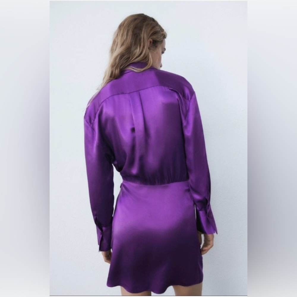 ZARA Wrap Mini Dress Purple Size M - Picture 2 of 15